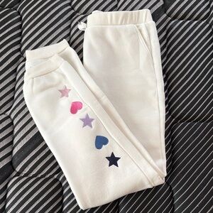 Kids Cream Star Print Joggers
